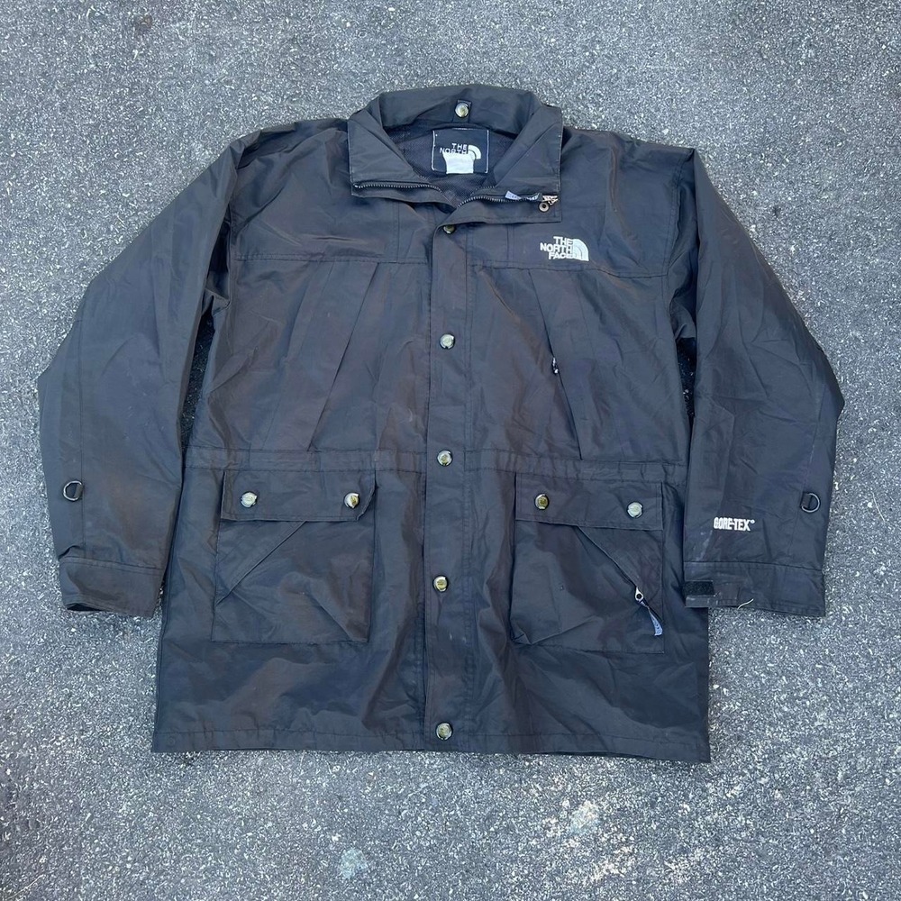 1990s The North Face Black Gore-Tex Multi Pocket Jacket Size XXL